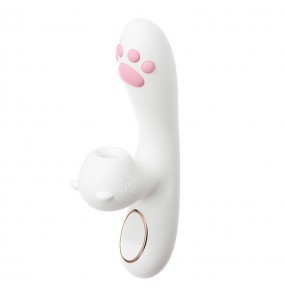 MizzZee - Cute Meow Heating Suction Vibrator Wand (Chargeable - White)